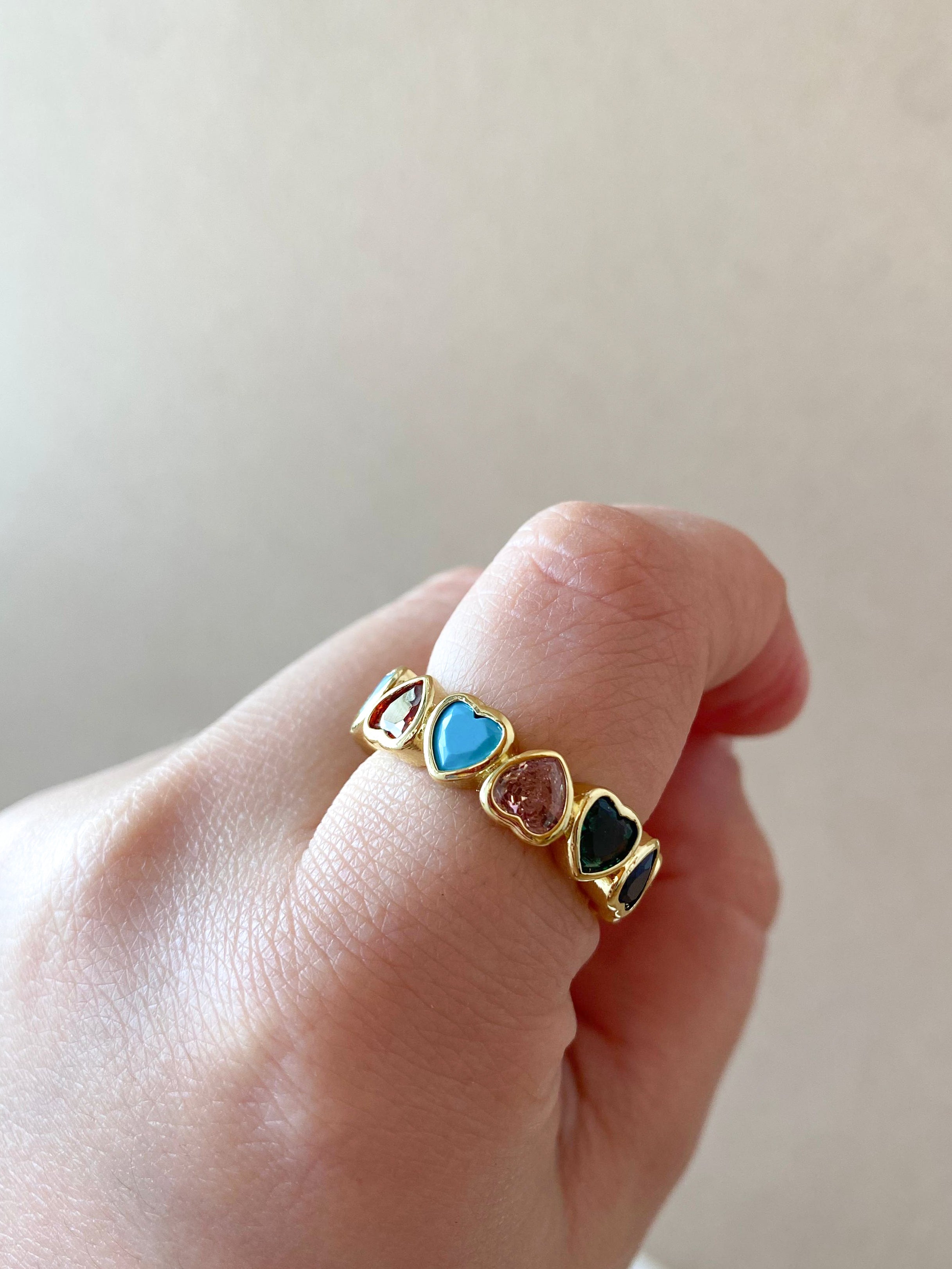 Crystals Hearts Colorful Rings