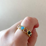 Crystals Hearts Colorful Rings