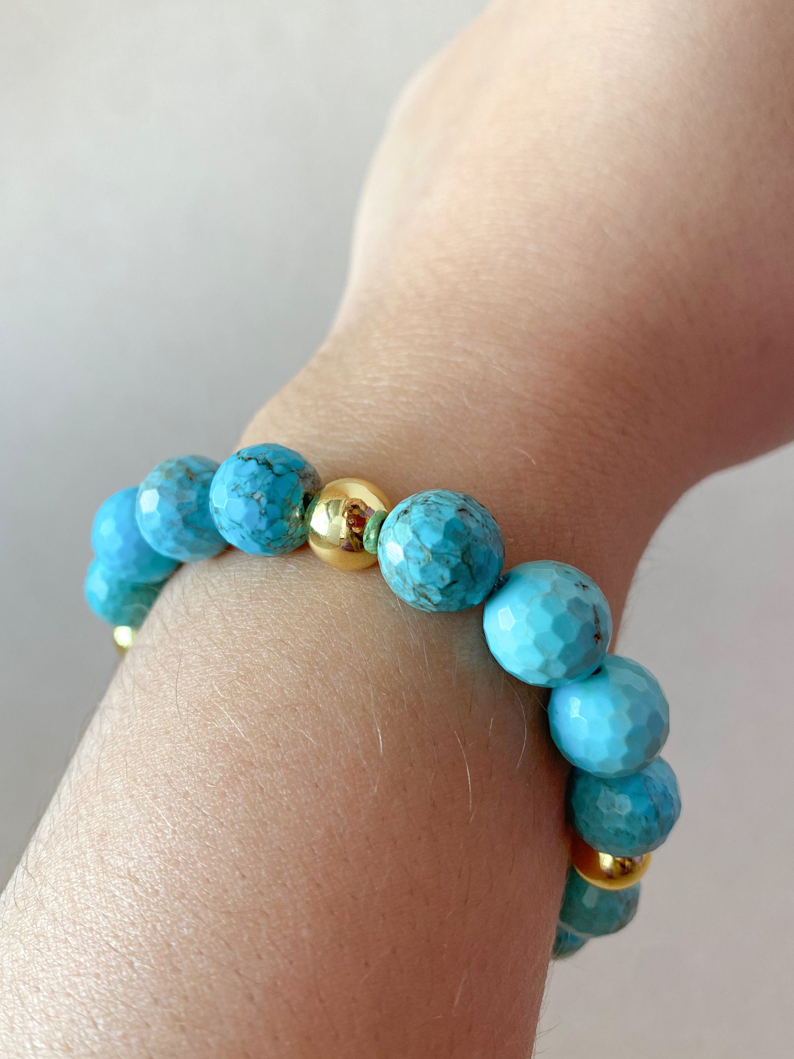 Turquoise Medium Balls Beads Elastic Bracelet