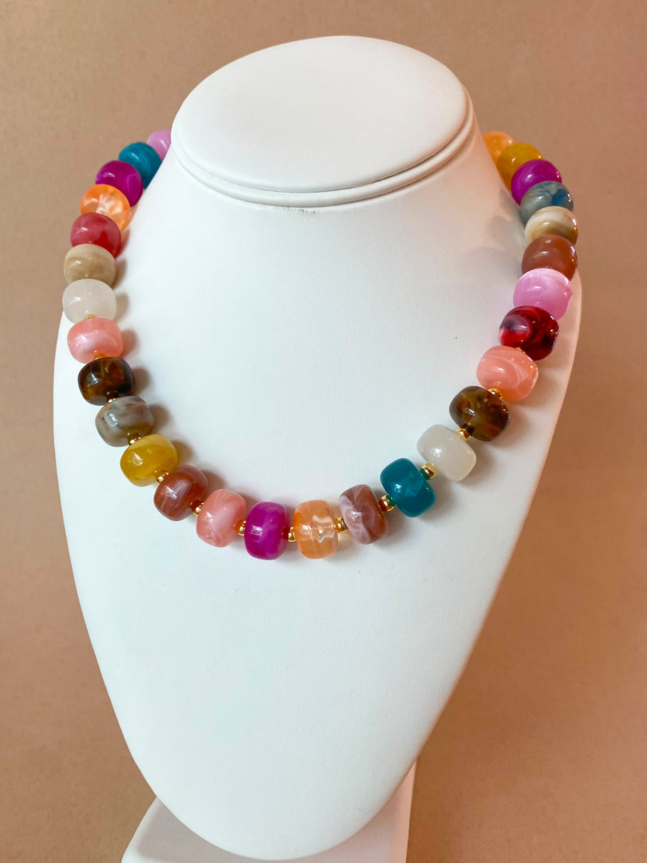Big Multicolor Beads Pattern Necklace
