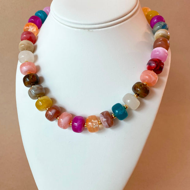 Big Multicolor Beads Pattern Necklace
