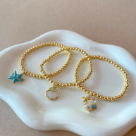 Blue and White Beach Vibes Charms Elastic Bracelets