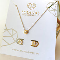 Golden Zircon Circular Steel Necklace or Earrings