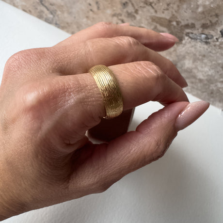 Chunky Dome Golden 18K Solid Gold Thick Ring