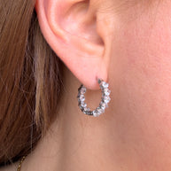 Silver Double Zircons Steel Hoops