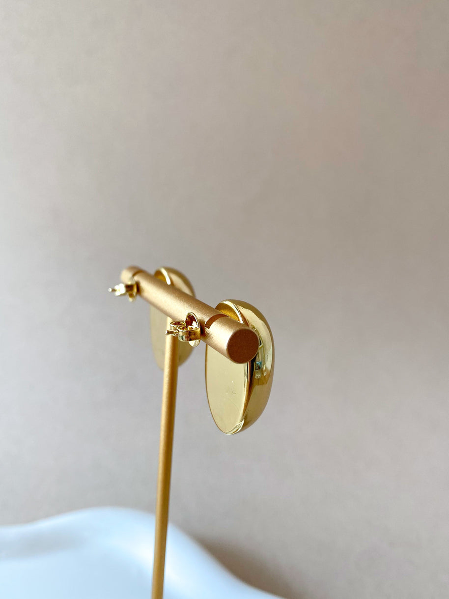 Golden Steel Drop Big Shape Earrings