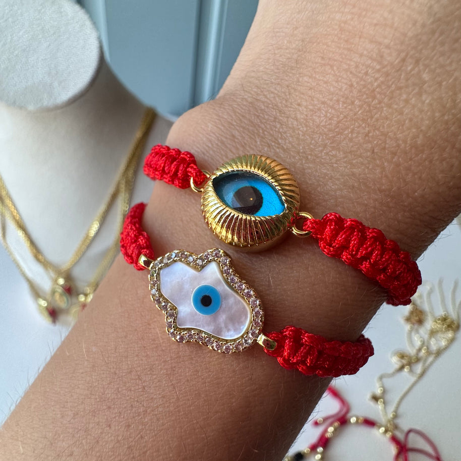 Evil Eye and Hamsa Red Threads Bracelets
