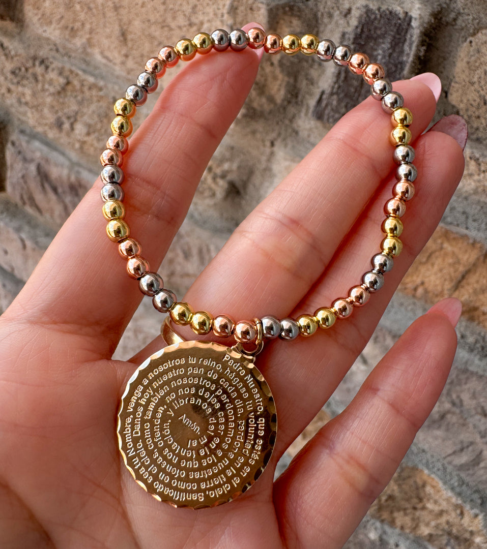 Pulsera Padre Nuestro Tres Oros