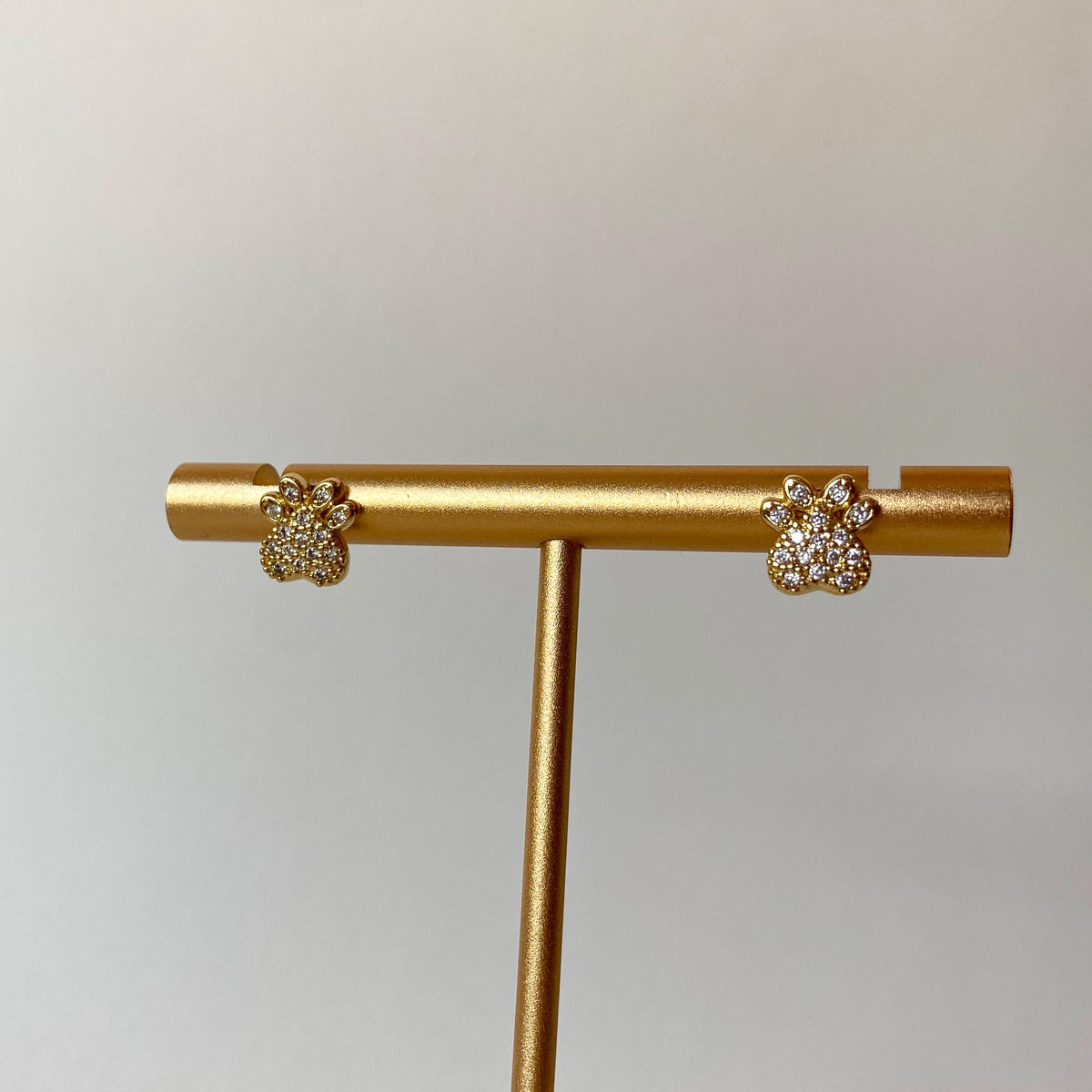 Golden Little Zircon Puppy Paw 🐾 Earrings