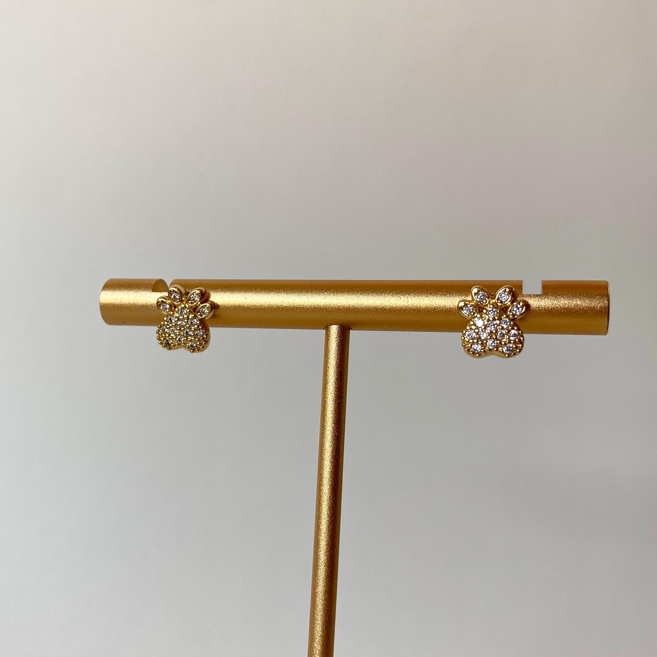 Golden Little Zircon Puppy Paw 🐾 Earrings