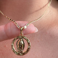 Guadalupe Virgin Circular Medal Necklace