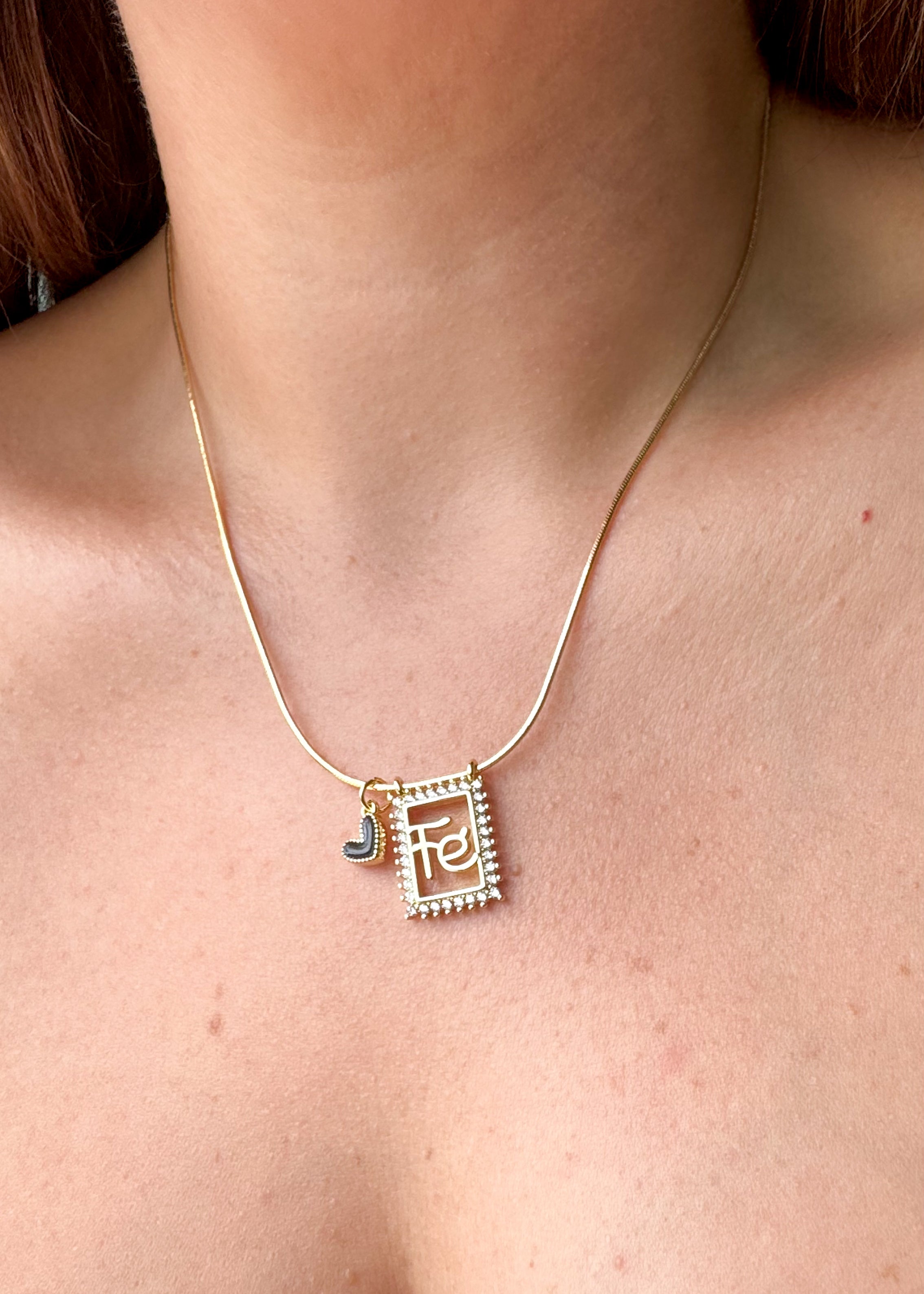 Faith and Black Heart Adjustable Necklace
