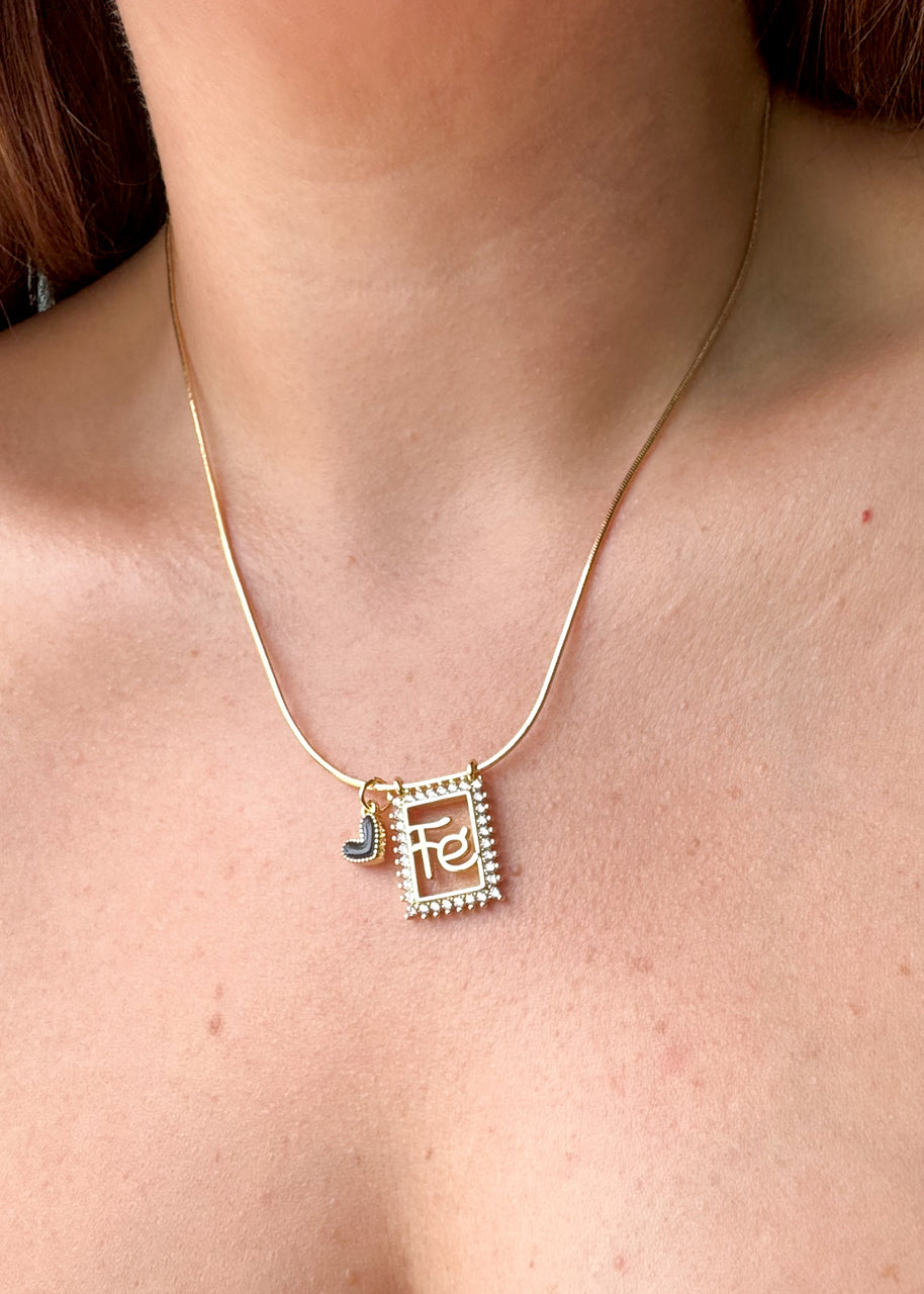 Faith and Black Heart Adjustable Necklace