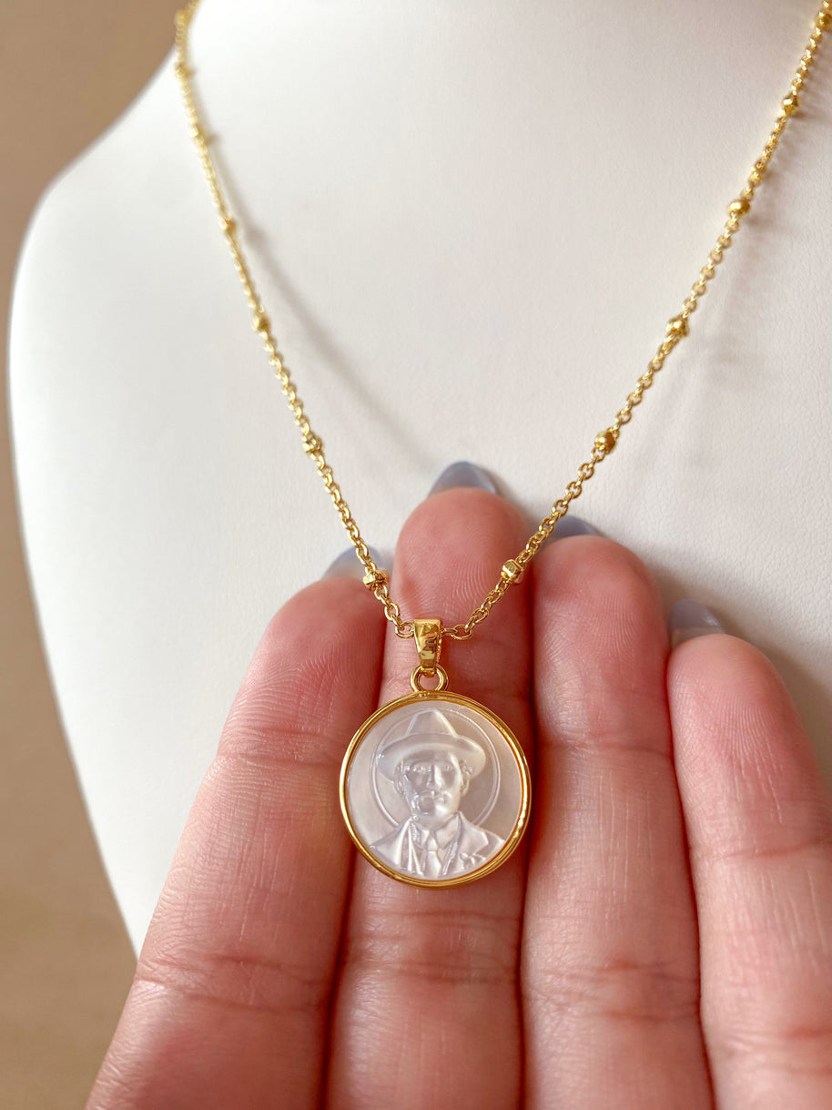 Jose Gregorio Hernandez Mother of Pearl Medium Medal Necklace