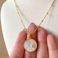 Jose Gregorio Hernandez Mother of Pearl Medium Medal Necklace