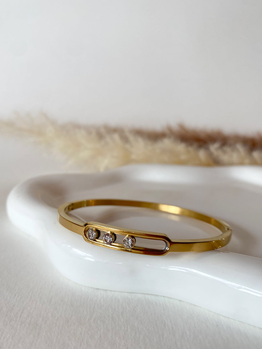 Golden Thin Bangle Move Steel Bracelet