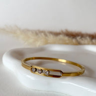 Golden Thin Bangle Move Steel Bracelet