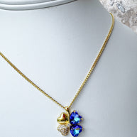 Shiny Blue Clover Necklace