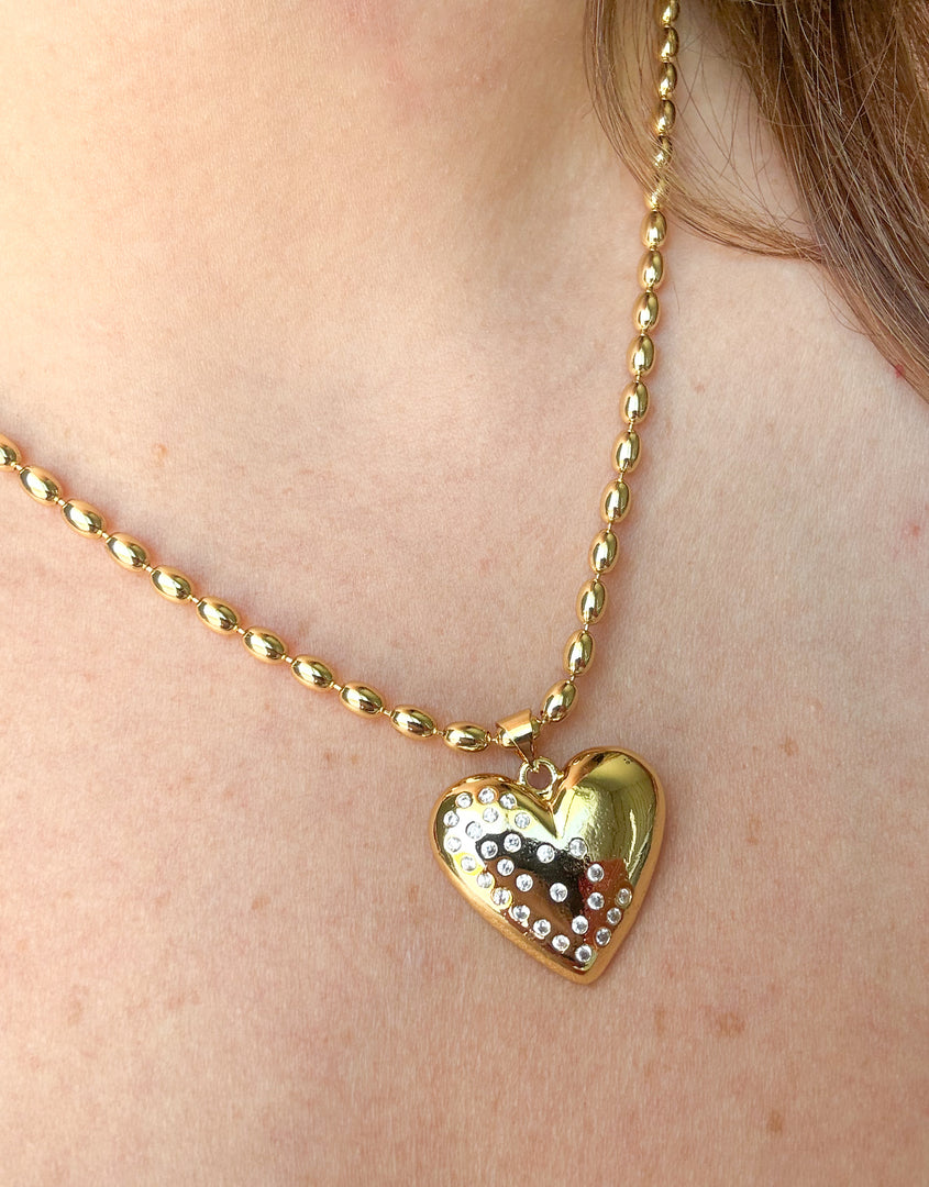 Golden Shiny Heart Necklace