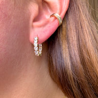 Golden Steel Double Zircon Hoops