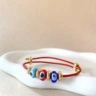 3 Evil Eye Adjustable Red Bracelet