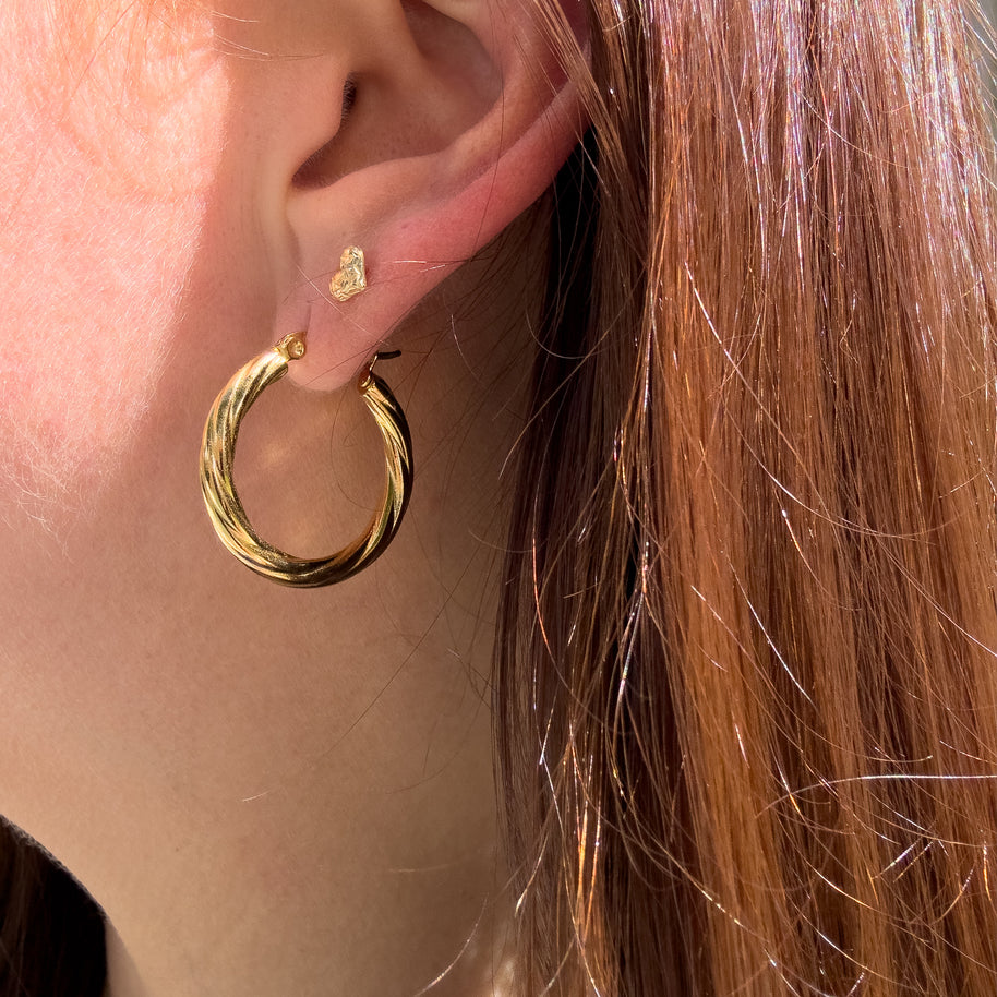 Spiral Medium Golden Steel Hoops