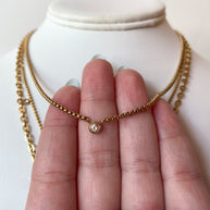 3 Layer Zircons Steel Necklace