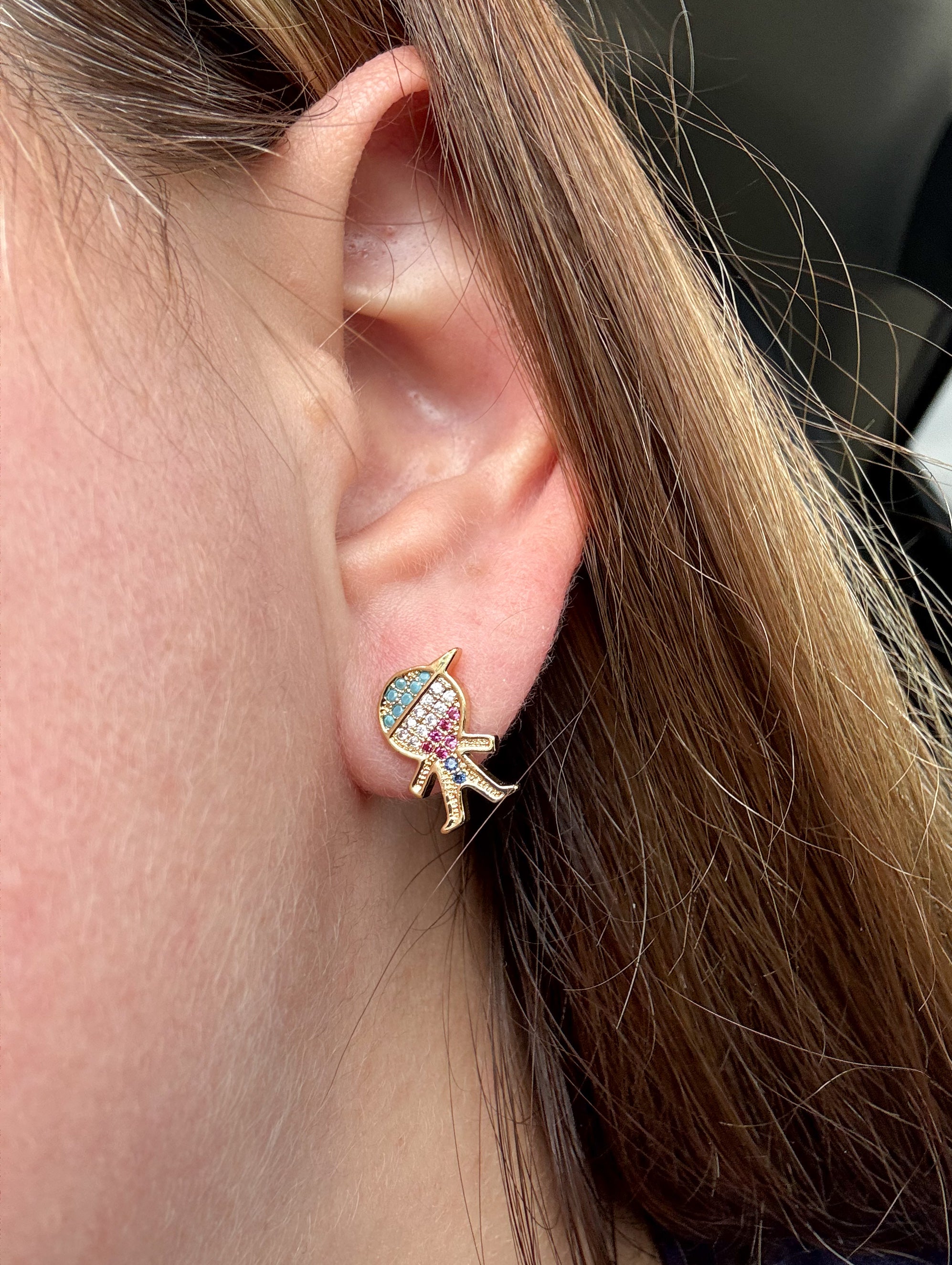 Colorful Kid Style Gold Earring