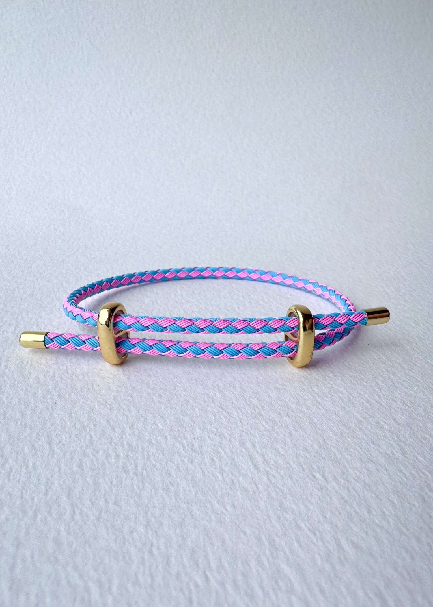 Pink and Blue Leather Adjustable Bracelet