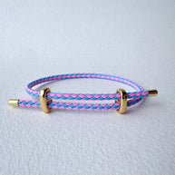 Pink and Blue Leather Adjustable Bracelet