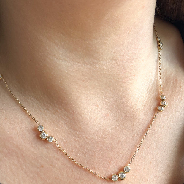 Crystal Pattern Silver & Gold Necklace