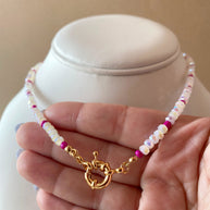Clear Crystals and Purple Beads Necklace