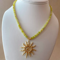 Golden Sun in a Serpentine Jade Necklace