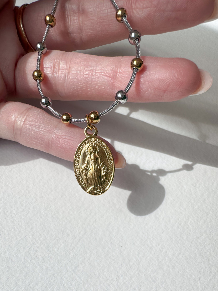 Silver & Gold Steel Miracle Virgin Bracelet