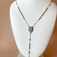 Guadalupe Virgin Medal 2 Gold Steel Rosary Necklace