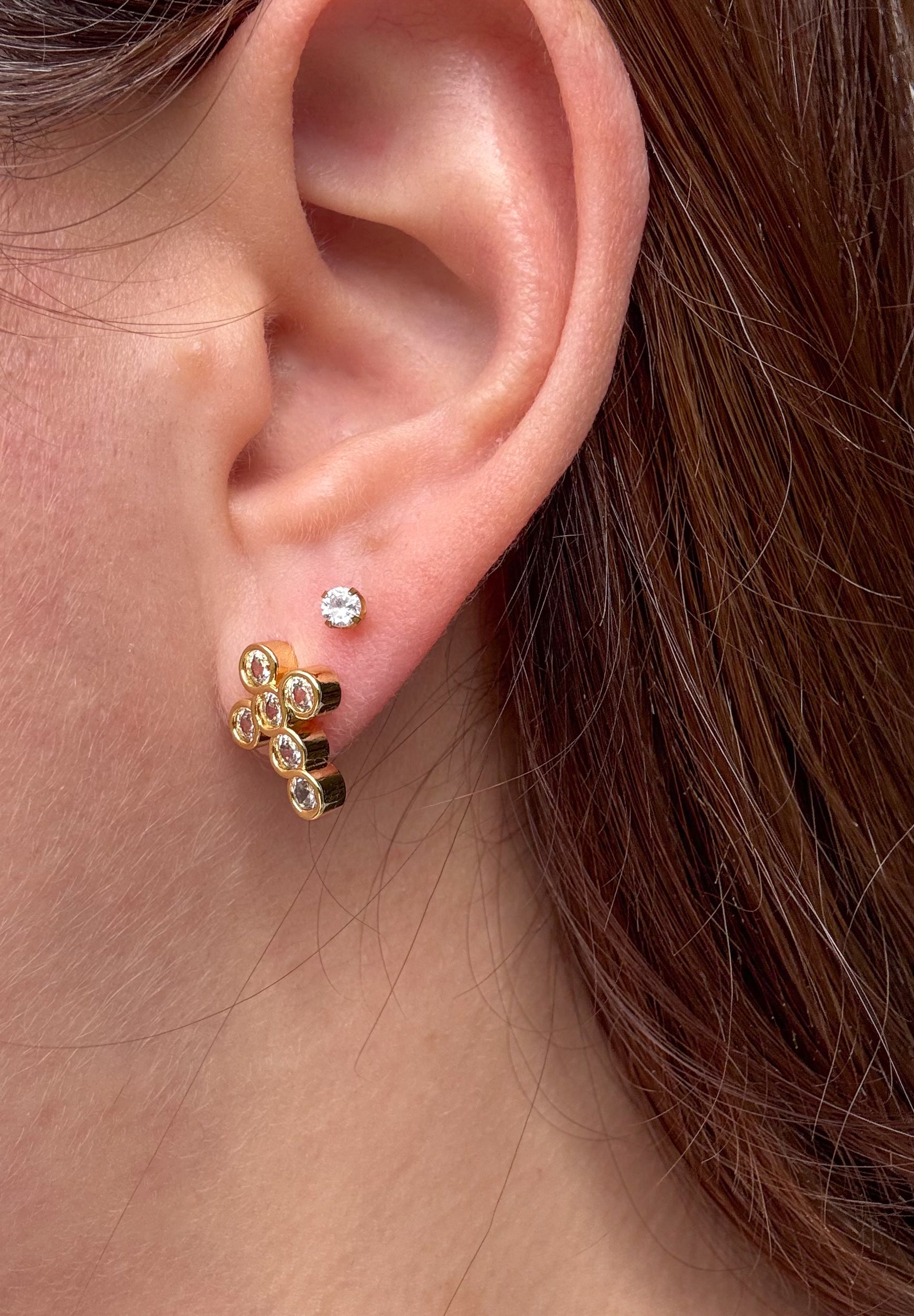 Golden Crystal Cross Earrings