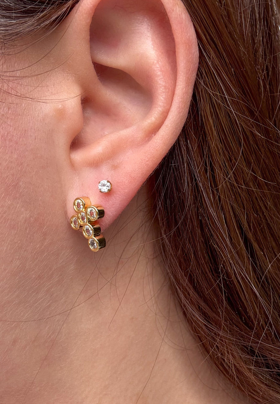 Golden Crystal Cross Earrings