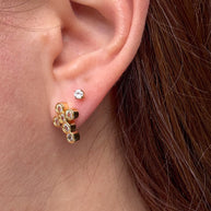 Golden Crystal Cross Earrings