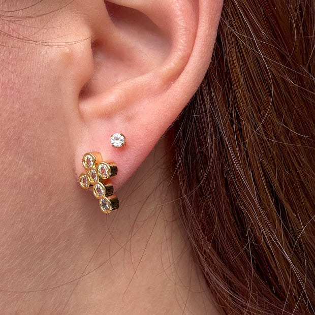 Golden Crystal Cross Earrings