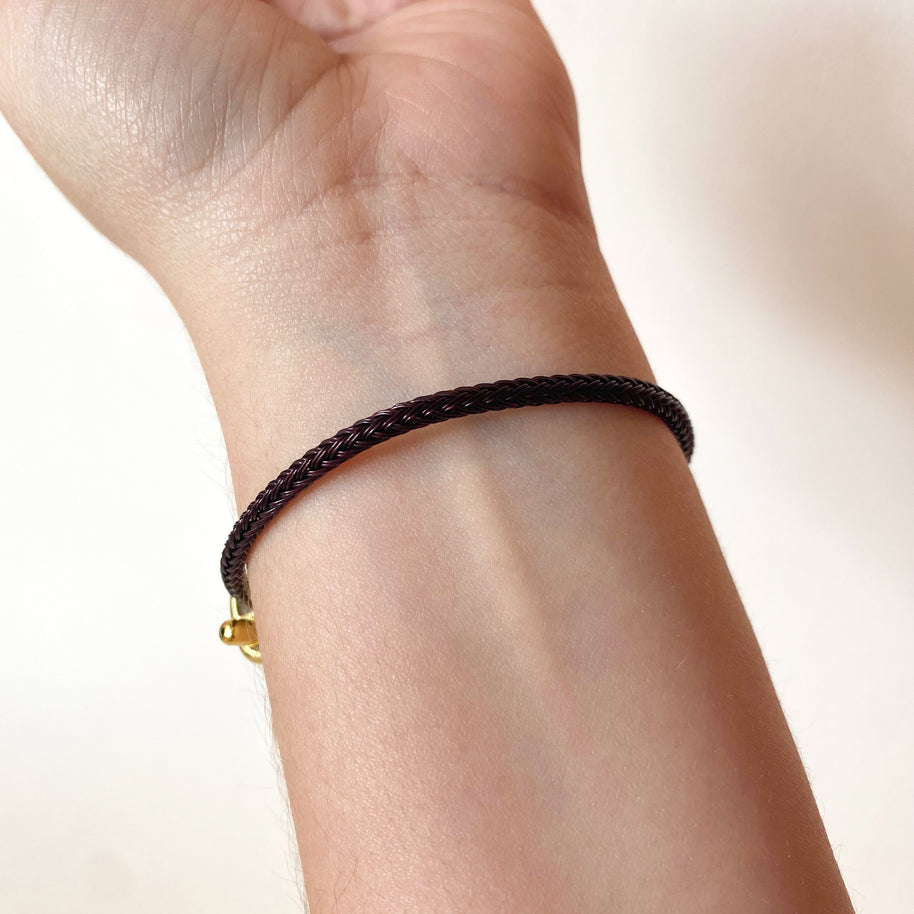 Dark Brown Cord with Shiny Heart Adjustable Bracelet
