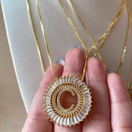 Crystal Circular Initial Necklaces