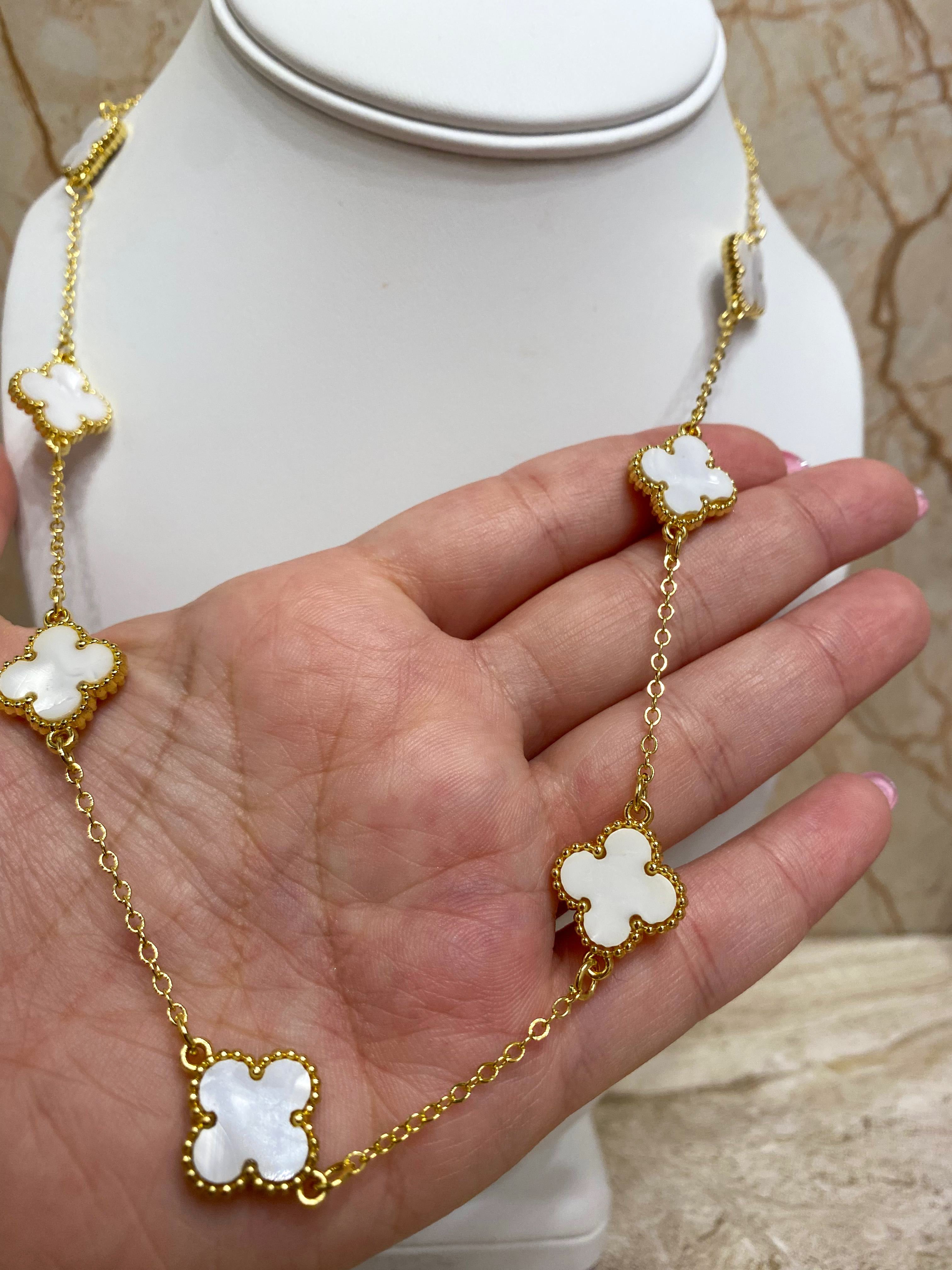 Black & White Clovers Necklace