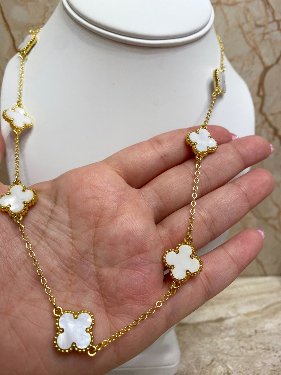 Black & White Clovers Necklace