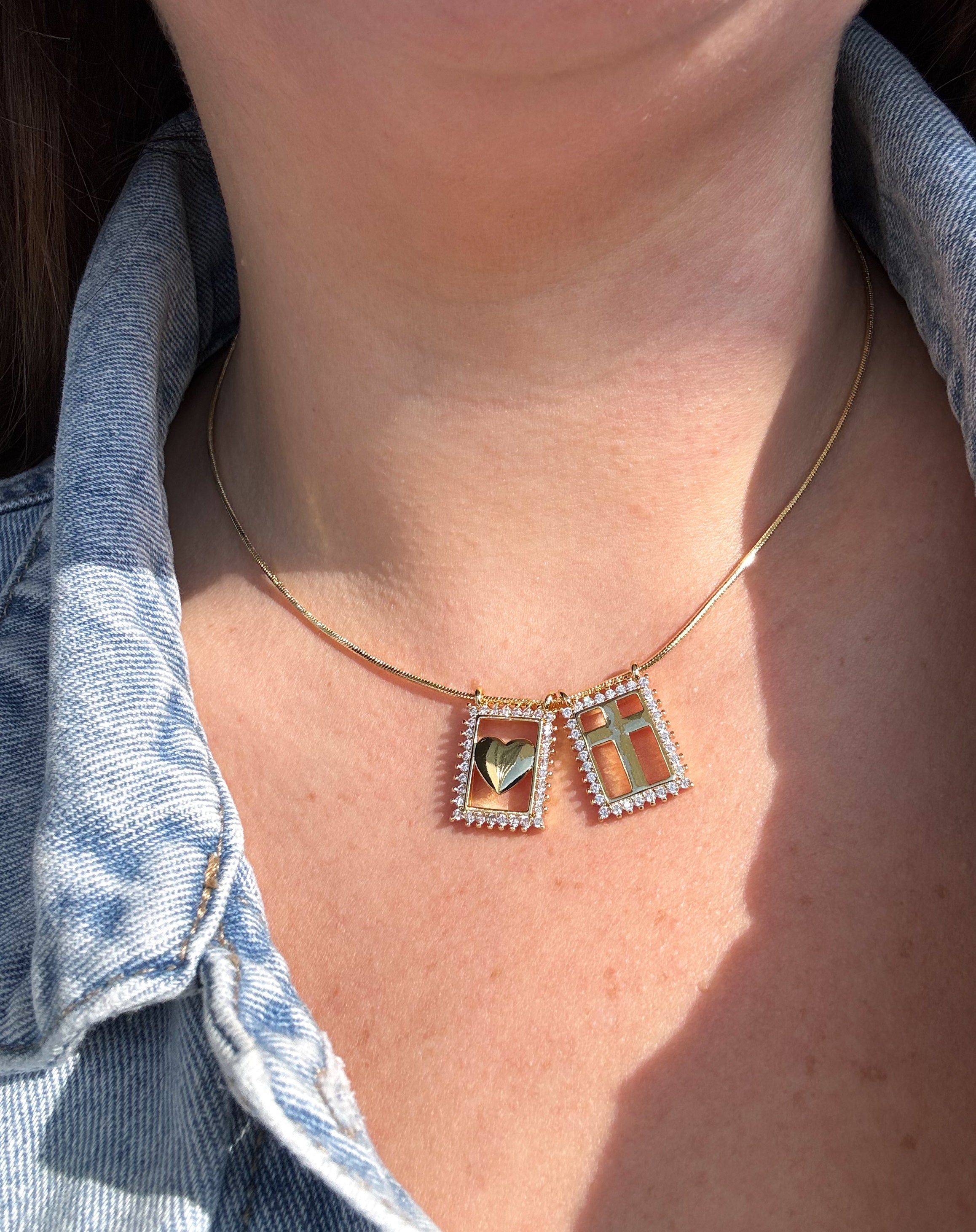 Chain Silhouette Scapular Heart + Cross