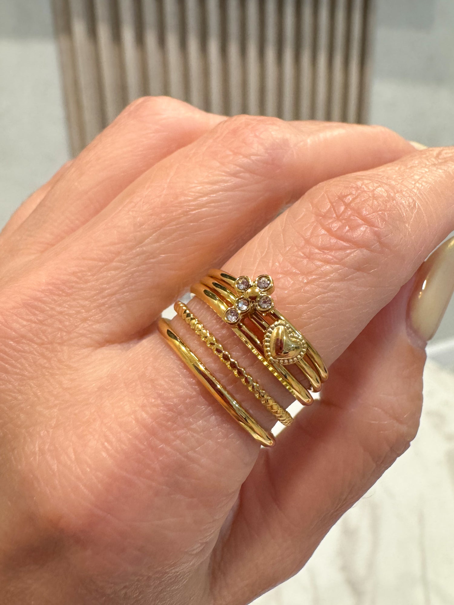 Little Cross & Heart Set Ring