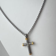Silver & Gold Cross Men Necklace