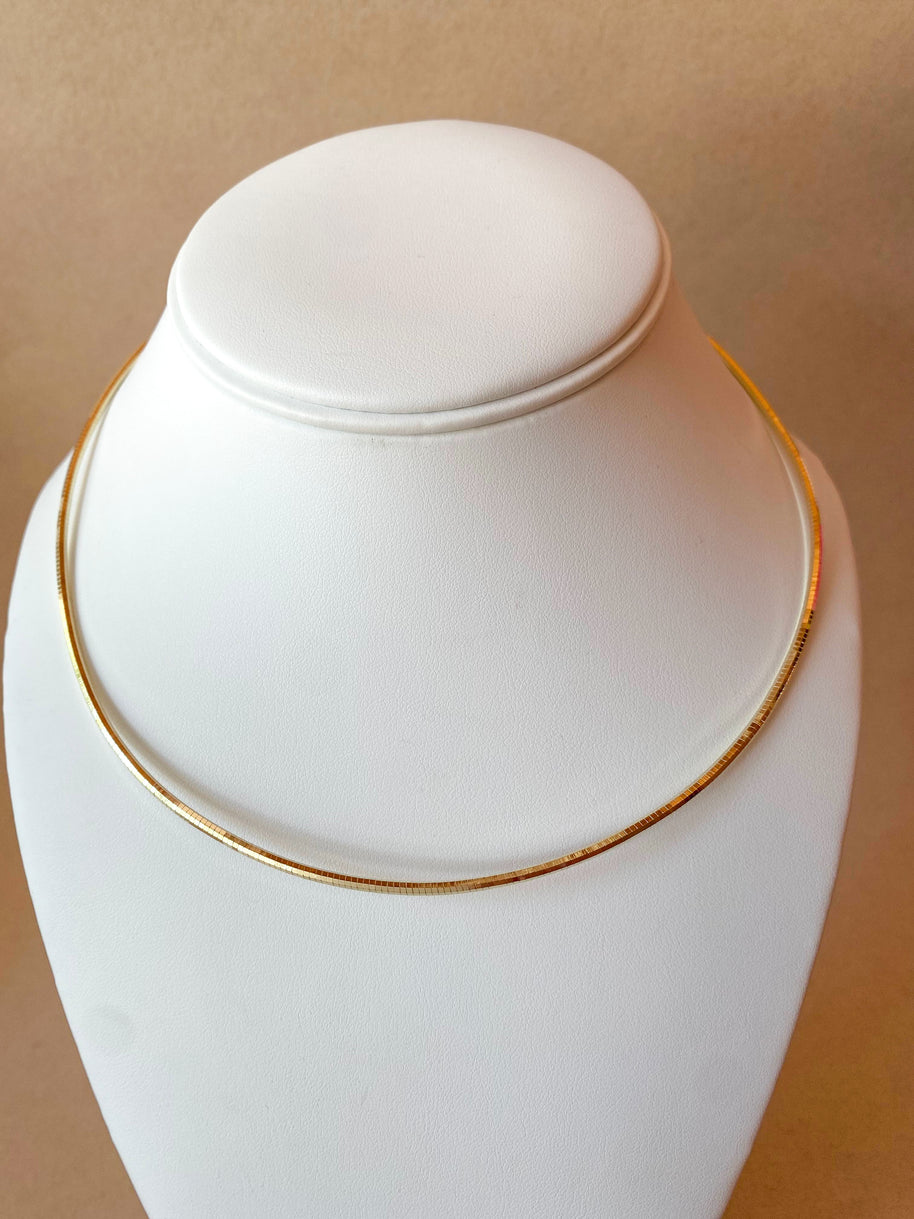 Plain Flat Golden Shiny Chain Style Necklace