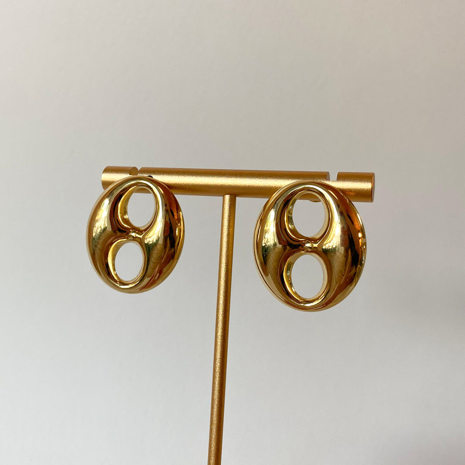 Golden Steel Big Coffee Grain Earrings