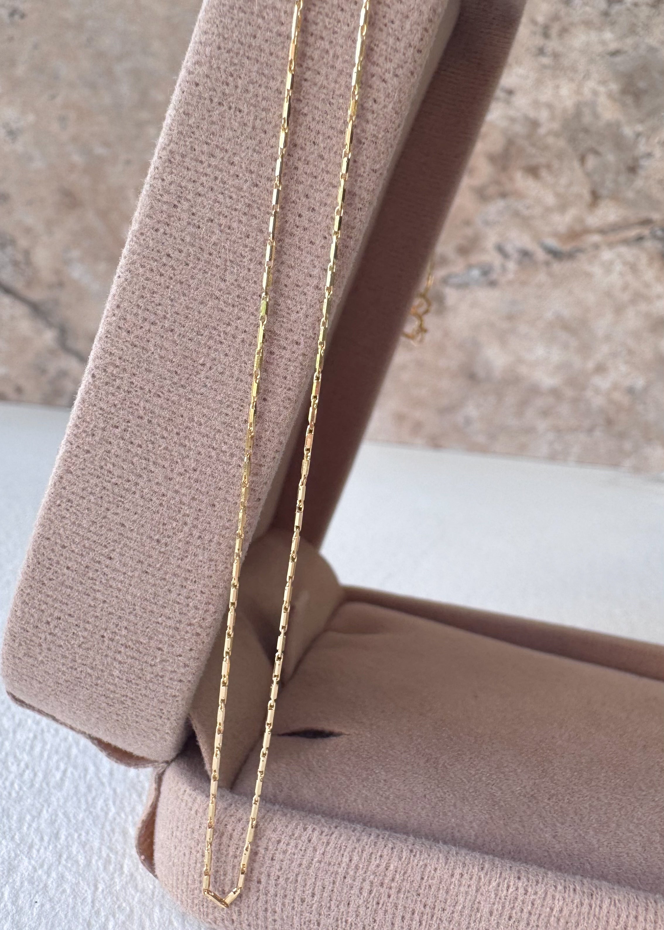 Mini Bar Link Chain 18K Solid Italian Gold Necklace