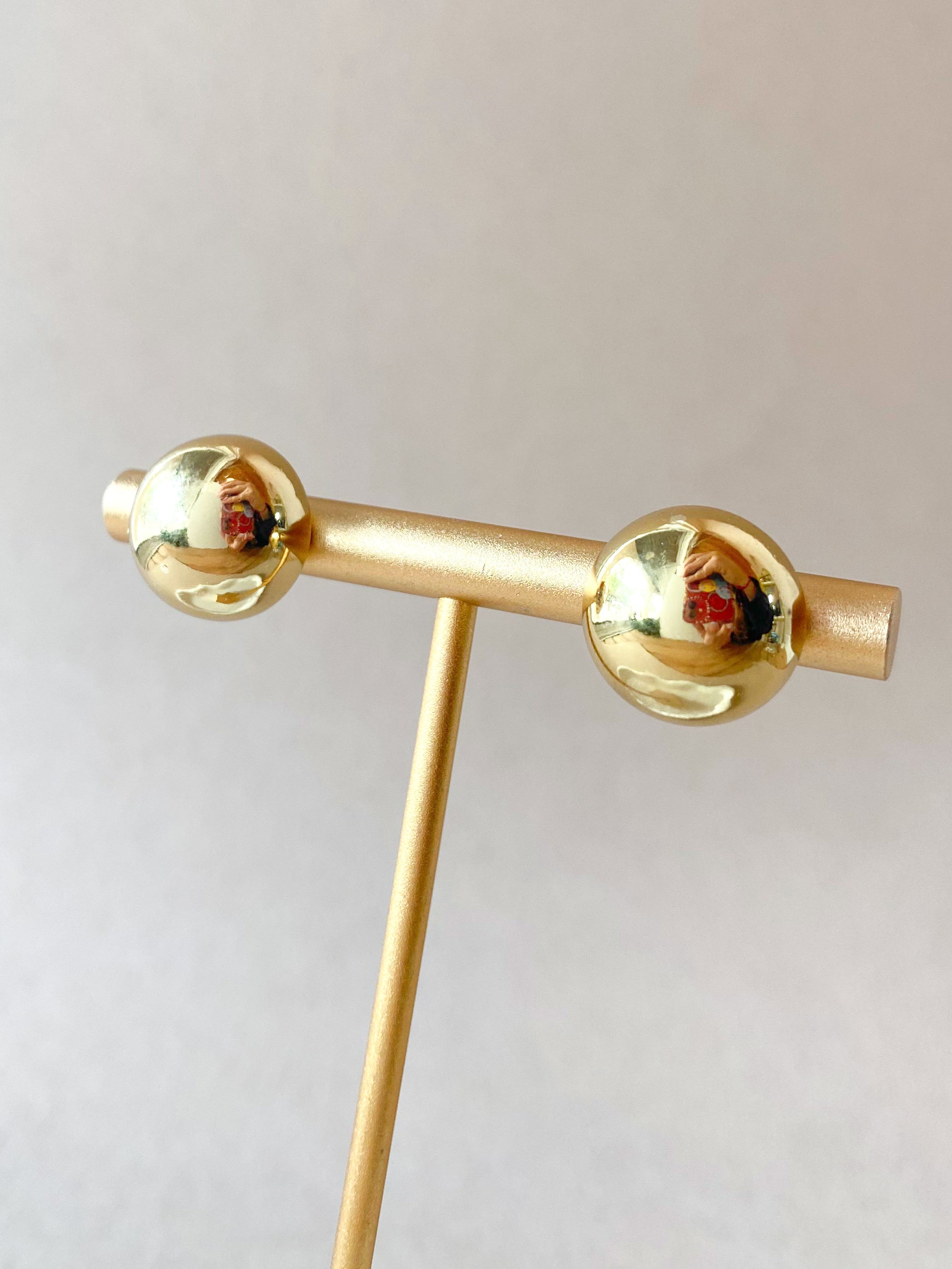 Golden Steel Circular Medium Earrings